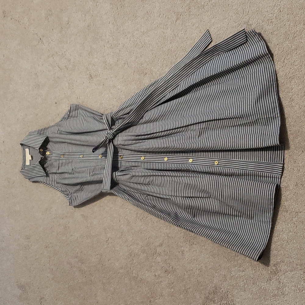 Michael Kors Striped Cotton-Poplin Shirtdress